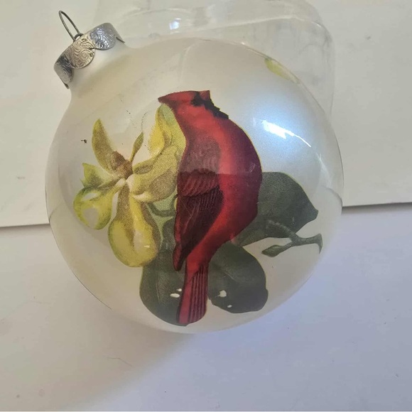 Other - Christmas Ornament Red Cardinal overlay on white glass bulb